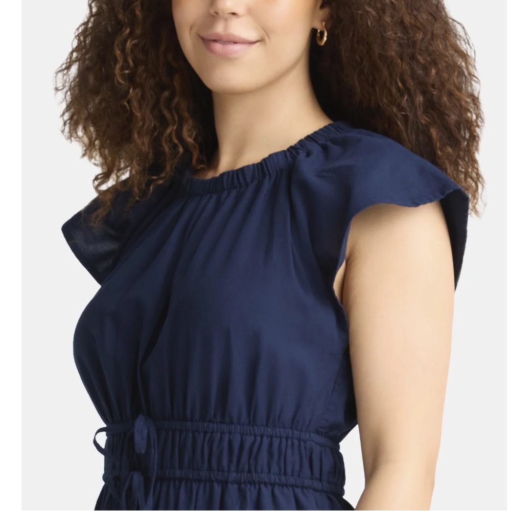 Navy Ruffled Mini Dress Size X-Small - Picture 2 of 7